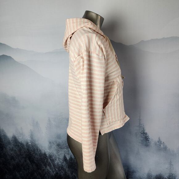 Columbia Melody Spring Fleece Lined Orange Stripe Hooded Jacket | Women's Medium - Picture 10 of 16